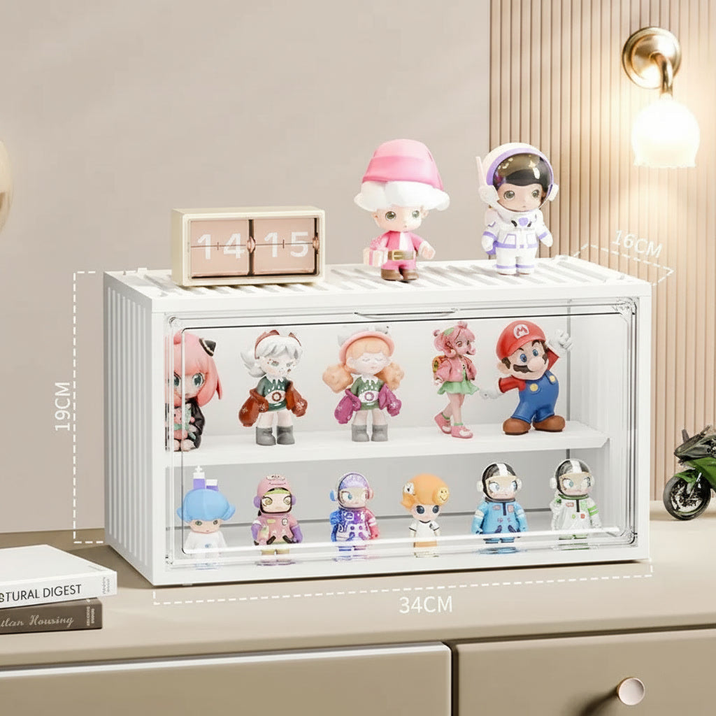 3-Tier Acrylic Display Case Dustproof Step Shelf for Figures & Jewelry