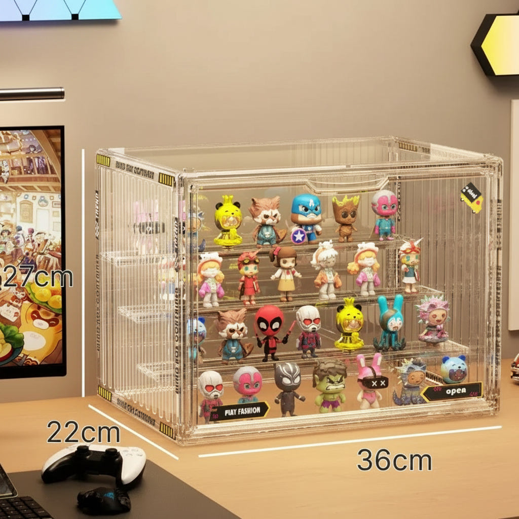 3-Tier Acrylic Display Case Dustproof Step Shelf for Figures & Jewelry